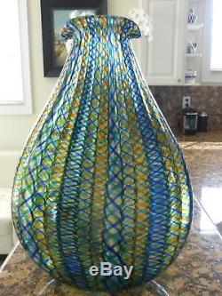 Murano Handblown Glass Large Vase by Master Orlando Zennaro, Venice 14 3/8
