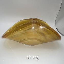 Murano Handmade Hand Blown Amber Art Glass Swirl Decorative Glossy 5 x 9