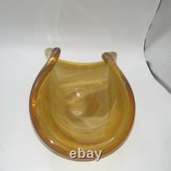 Murano Handmade Hand Blown Amber Art Glass Swirl Decorative Glossy 5 x 9