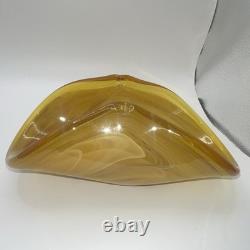 Murano Handmade Hand Blown Amber Art Glass Swirl Decorative Glossy 5 x 9