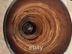 Murano Iridescent Amber Copper Swirl Vase Art Glass Hand Blown 16 1/2 11 Pound