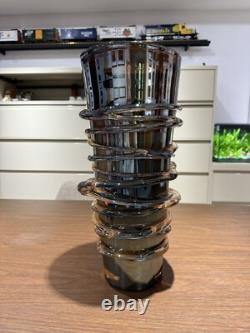 Murano Iridescent Amber Copper Swirl Vase Art Glass Hand Blown 17 inches tall