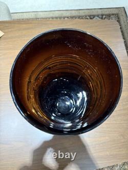 Murano Iridescent Amber Copper Swirl Vase Art Glass Hand Blown 17 inches tall