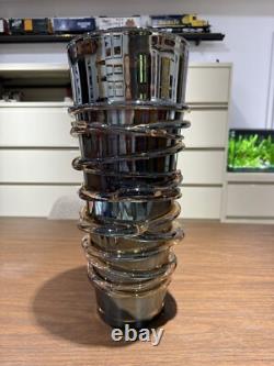 Murano Iridescent Amber Copper Swirl Vase Art Glass Hand Blown 17 inches tall