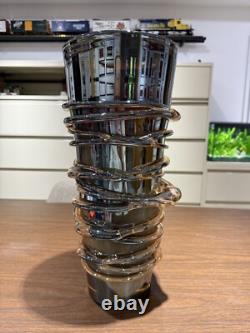 Murano Iridescent Amber Copper Swirl Vase Art Glass Hand Blown 17 inches tall