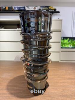 Murano Iridescent Amber Copper Swirl Vase Art Glass Hand Blown 17 inches tall