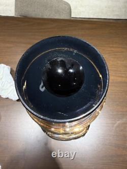 Murano Iridescent Amber Copper Swirl Vase Art Glass Hand Blown 17 inches tall