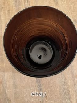Murano Iridescent Amber Copper Swirl Vase Art Glass Hand Blown 8x9.5 10 Pounds