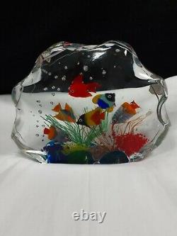 Murano Italian Art Glass 7 Fish Aquarium withLabelBarbini Cenedese Style