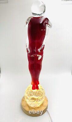 Murano Italian Art Glass Figurine Sculpture Lovers Embraced Red/clear Signed & #