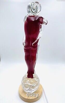 Murano Italian Art Glass Figurine Sculpture Lovers Embraced Red/clear Signed & #