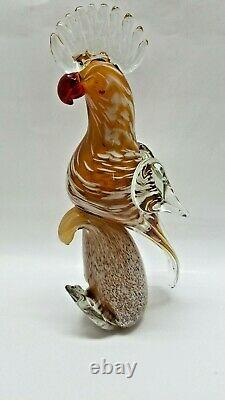 Murano Italian Art Glass LARGE CACKATOO PARROT Unique Bird Sculpture