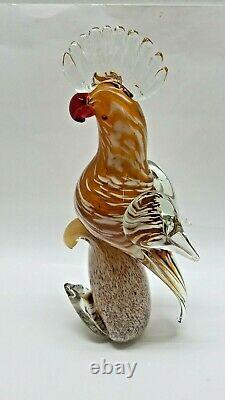 Murano Italian Art Glass LARGE CACKATOO PARROT Unique Bird Sculpture