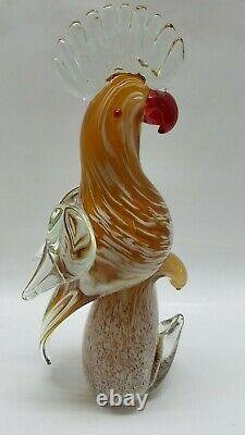 Murano Italian Art Glass LARGE CACKATOO PARROT Unique Bird Sculpture