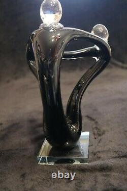 Murano Italian Art Glass TRI-HUMAN SCULPTURE Bold Black Design Love Theme