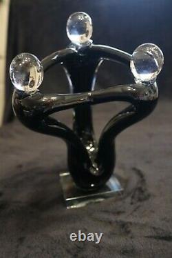 Murano Italian Art Glass TRI-HUMAN SCULPTURE Bold Black Design Love Theme