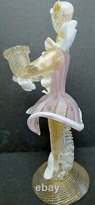 Murano Italian Glass Barovier & Toso Latticino Candlestick Figure 60'S