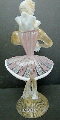 Murano Italian Glass Barovier & Toso Latticino Candlestick Figure 60'S