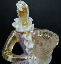 Murano Italian Glass Barovier & Toso Latticino Candlestick Figure 60'S