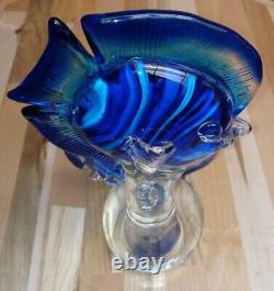 Murano Italian Glass Fishs 12 Large Art Deep Translucent Blues Hand Blown Rare