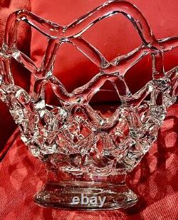 Murano Italian Hand blown glass 14 Tapered Web lattice clear Bowl Italy EUC
