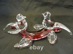 Murano Italian vintage hand blown glass two bird statue sculpture figure A5-5