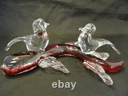 Murano Italian vintage hand blown glass two bird statue sculpture figure A5-5