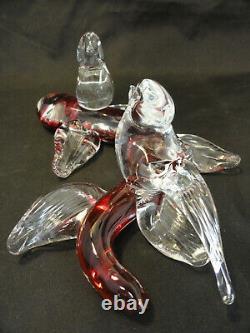 Murano Italian vintage hand blown glass two bird statue sculpture figure A5-5