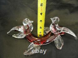 Murano Italian vintage hand blown glass two bird statue sculpture figure A5-5