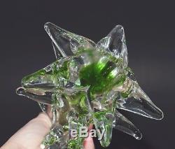 Murano Italy 10 Hand Blown Art Glass Christmas Pine Tree Green Clear Crystal