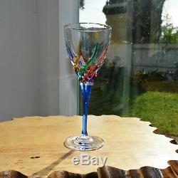 Murano Italy 8 oz Wine Glass Multi Color Italian Set 6