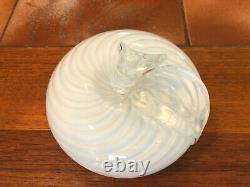 Murano Italy Art Glass Large White Swirl Apple Paperweight, 6 High, 6 Widest