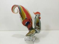 Murano Italy Art Glass Rooster Chicken Statue Figurine, 11 Tall x 9 Widest