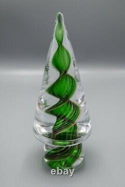 Murano Italy Christmas Tree Gold Green Spirals Vintage with Sticker FREE SHIPPING