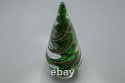 Murano Italy Christmas Tree Gold Green Spirals Vintage with Sticker FREE SHIPPING