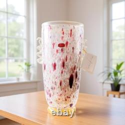 Murano Italy Gambaro & Poggi Hand Blown Glass Vase Gold 13 NWT Authentic Signed