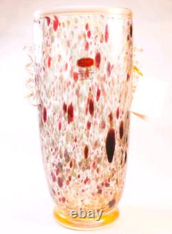 Murano Italy Gambaro & Poggi Hand Blown Glass Vase Gold 13 NWT Authentic Signed