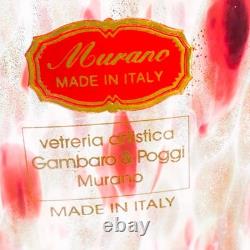 Murano Italy Gambaro & Poggi Hand Blown Glass Vase Gold 13 NWT Authentic Signed