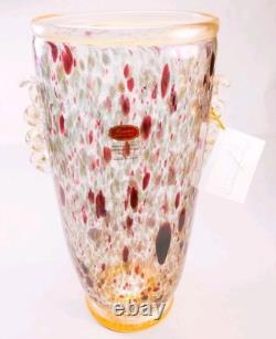 Murano Italy Gambaro & Poggi Hand Blown Glass Vase Gold 13 NWT Authentic Signed