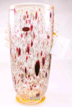 Murano Italy Gambaro & Poggi Hand Blown Glass Vase Gold 13 NWT Authentic Signed