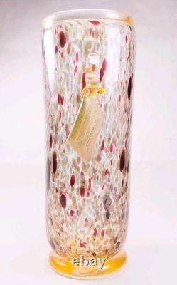 Murano Italy Gambaro & Poggi Hand Blown Glass Vase Gold 13 NWT Authentic Signed