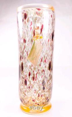 Murano Italy Gambaro & Poggi Hand Blown Glass Vase Gold 13 NWT Authentic Signed