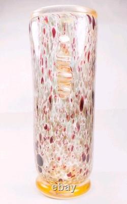 Murano Italy Gambaro & Poggi Hand Blown Glass Vase Gold 13 NWT Authentic Signed
