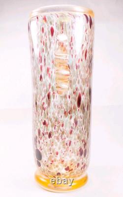 Murano Italy Gambaro & Poggi Hand Blown Glass Vase Gold 13 NWT Authentic Signed