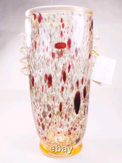 Murano Italy Gambaro & Poggi Hand Blown Glass Vase Gold 13 NWT Authentic Signed