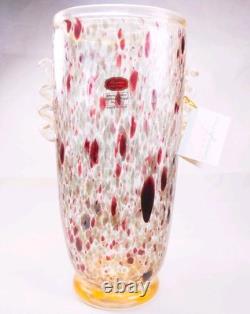 Murano Italy Gambaro & Poggi Hand Blown Glass Vase Gold 13 NWT Authentic Signed