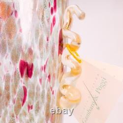 Murano Italy Gambaro & Poggi Hand Blown Glass Vase Gold 13 NWT Authentic Signed