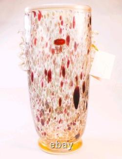 Murano Italy Gambaro & Poggi Hand Blown Glass Vase Gold 13 NWT Authentic Signed