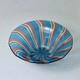 Murano Italy Hand Blown Art Glass Bowl Blue Pink Gold Stripes Vintage MCM