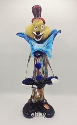 Murano Italy Hand Blown Art Glass Clown 12 Tall Top Hat Guitar